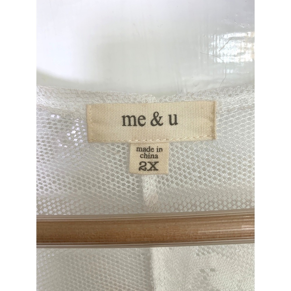 me and u Lace Mesh Embroidered Kimono Boho Open Front Duster Fairy Prairie / 2X - Picture 6 of 15